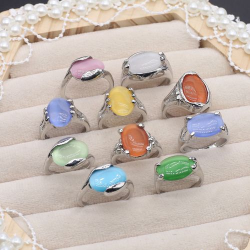 Bague Naren Alliage Métallique D'agate Pour Hommes Et Femmes, Coquille De Pierre Naturelle, Résine De Style Mixte, Bijoux De Fête De Mariage, Cadeau, Ensemble De 10 Pièces