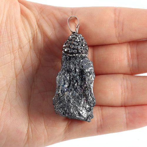 Collier Pendentif En Pierre Naturelle, Bijou En Cristal Noir, Artisanat Fait À La Main, Chaîne De Pull, Porte-Clés, Fabrication De Bijoux, Boîte Cadeau