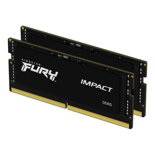 Kingston FURY Impact - DDR5 - kit - 32 Go: 2 x 16 Go - SO DIMM 262 broches - 6400 MHz / PC5-51200 - CL38 - 1.35 V - on-die ECC
