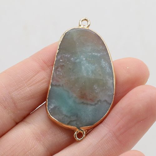 Bijou En Pierre Naturelle Lapis Lazuli Pour Femme, Bijou Ovale À Pointe, Connecteur En Quartz Rose, Artisanat, Collier, Accessoire De Bracelet, 23x43mm
