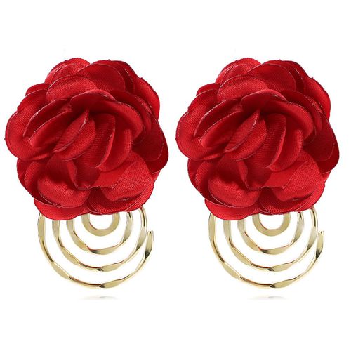 Ingesight.Z-Boucles D'oreilles Bohémiennes Pour Femmes, Grande Fleur De Rose, Métal Exagéré, Boucles D'oreilles Pendantes Géométriques, Fête De Mariage, Été