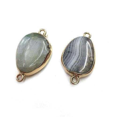 Pierre Naturelle, Connecteur En Agate Grise, Artisanat Fait À La Main, Exquis, Rétro, Collier, Pull, Chaîne, Bijoux, Accessoires, Fabrication De Cadeaux