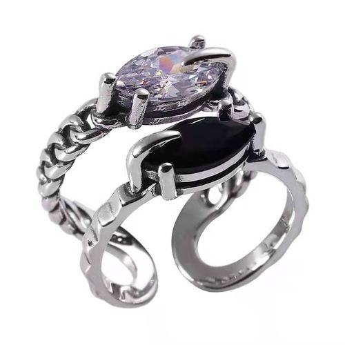 Bagues En Argent Vintage Pour Hommes Et Femmes, Opale Colorée, Pierre De Cristal Sculptée, Bijoux Bohèmes Y2k
