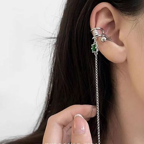 Boucle D'oreille Clip De Manchette Non Perçante Pour Femme, Gland En Cristal De Document Argenté, Bijoux De Piercing Au Cartilage, Biscuits Brillant, Jofake