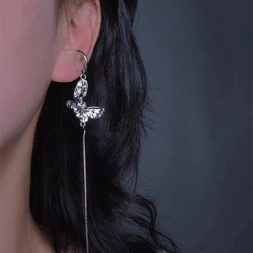 Boucle D'oreille Clip De Manchette Non Perçante Pour Femme, Gland En Cristal De Document Argenté, Bijoux De Piercing Au Cartilage, Biscuits Brillant, Jofake