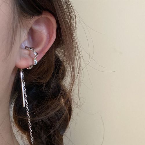 Boucle D'oreille Clip De Manchette Non Perçante Pour Femme, Gland En Cristal De Document Argenté, Bijoux De Piercing Au Cartilage, Biscuits Brillant, Jofake