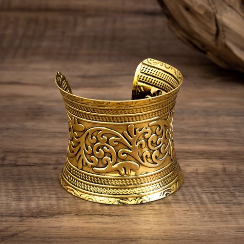 Ingesight.Z-Bracelet À Motif De Fleurs Sculptées Pour Femmes Et Hommes, Manchette Large Ouverte, Bracelet En Métal Vintage, Bracelet Ethnique Antique, Décor De Fête