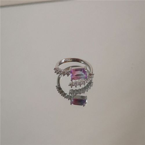 Bague Indétectable En Zircon Rose Pour Femmes, Anneau Inégal En Métal Corrosion, Ouverture De Coeur D'amour, Personnalité Assortie À Tout