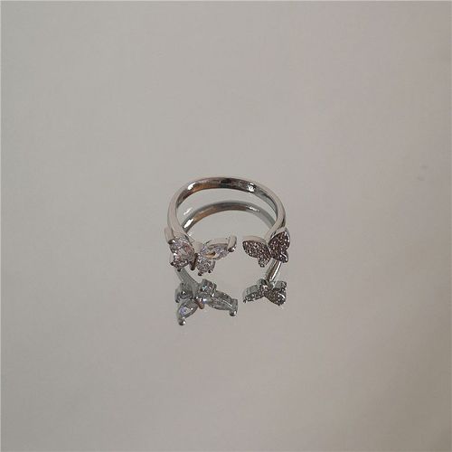 Bague Indétectable En Zircon Rose Pour Femmes, Anneau Inégal En Métal Corrosion, Ouverture De Coeur D'amour, Personnalité Assortie À Tout