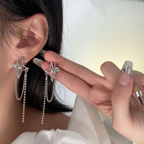Boucles D'oreilles Pendantes En Cristal Violet Coréen Pour Femmes, Coeur, Papillon, Ange, Goutte, Cadeau De Fête Pour Fille, Bijoux Esthétiques Gothiques