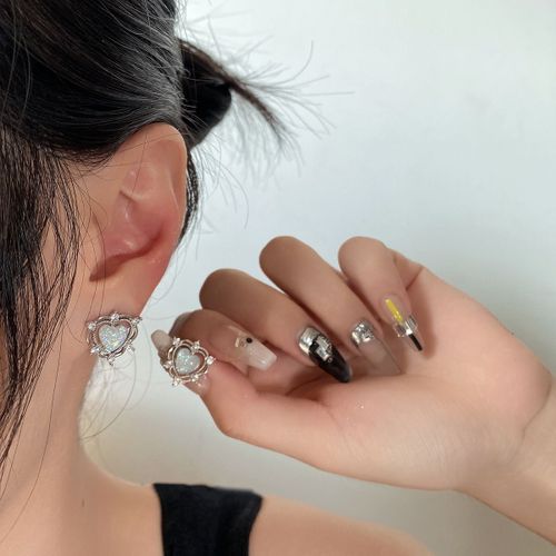 Boucles D'oreilles Pendantes En Cristal Violet Coréen Pour Femmes, Coeur, Papillon, Ange, Goutte, Cadeau De Fête Pour Fille, Bijoux Esthétiques Gothiques