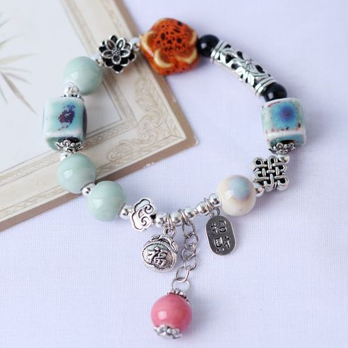Bracelet En Alliage De Céramique De Style Chinois, Accessoires De Mode, Perlé, Ethnique, Nouveau
