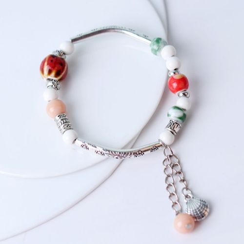 Bracelet En Alliage De Céramique De Style Chinois, Accessoires De Mode, Perlé, Ethnique, Nouveau