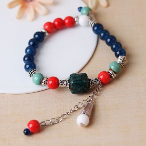 Bracelet En Alliage De Céramique De Style Chinois, Accessoires De Mode, Perlé, Ethnique, Nouveau