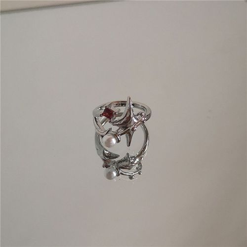 Bague Indétectable En Zircon Rose Pour Femmes, Anneau Inégal En Métal Corrosion, Ouverture De Coeur D'amour, Personnalité Assortie À Tout