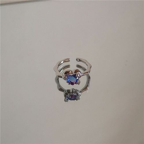 Bague Indétectable En Zircon Rose Pour Femmes, Anneau Inégal En Métal Corrosion, Ouverture De Coeur D'amour, Personnalité Assortie À Tout