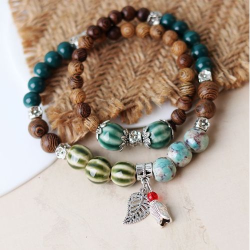 Bracelets De Perles En Céramique Pour Femmes, Accessoires Chakra Bohème, Pour Prière Artistique, Livraison Directe