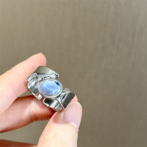 Bague En Cristal Rose Avec C¿Ur Irrégulier Pour Femmes, Bague Créative En Opale Bleue, C¿Ur Ouvert, Zircon Géométrique Brillant, Bijoux Vintage Y2k