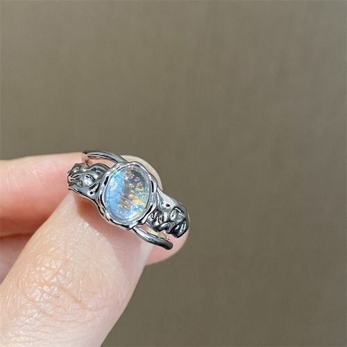 Bague En Cristal Rose Avec C¿Ur Irrégulier Pour Femmes, Bague Créative En Opale Bleue, C¿Ur Ouvert, Zircon Géométrique Brillant, Bijoux Vintage Y2k