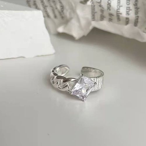 Bague En Cristal Rose Avec C¿Ur Irrégulier Pour Femmes, Bague Créative En Opale Bleue, C¿Ur Ouvert, Zircon Géométrique Brillant, Bijoux Vintage Y2k