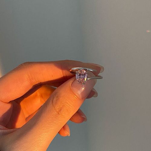 Bague En Cristal Rose Avec C¿Ur Irrégulier Pour Femmes, Bague Créative En Opale Bleue, C¿Ur Ouvert, Zircon Géométrique Brillant, Bijoux Vintage Y2k