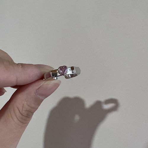 Bague En Cristal Rose Avec C¿Ur Irrégulier Pour Femmes, Bague Créative En Opale Bleue, C¿Ur Ouvert, Zircon Géométrique Brillant, Bijoux Vintage Y2k