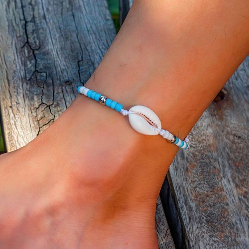 Ingesight.Z-Perles De Riz En Coquillage De Bohème Pour Hommes Et Femmes, Bracelet De Cheville, Fil D'avertissement, Plage D'été, Bracelet De Rinçage Fait À La Main, Cadeau De Bijoux De Pied