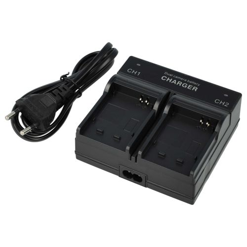 vhbw Chargeur double compatible avec Samsung WB550, WB500, WB251F, WB350F, WB250F, WB280F, WB2100 caméra action-cam + témoin de charge