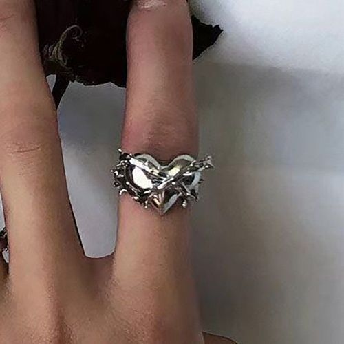 Bague En Cristal Rose Avec C¿Ur Irrégulier Pour Femmes, Bague Créative En Opale Bleue, C¿Ur Ouvert, Zircon Géométrique Brillant, Bijoux Vintage Y2k