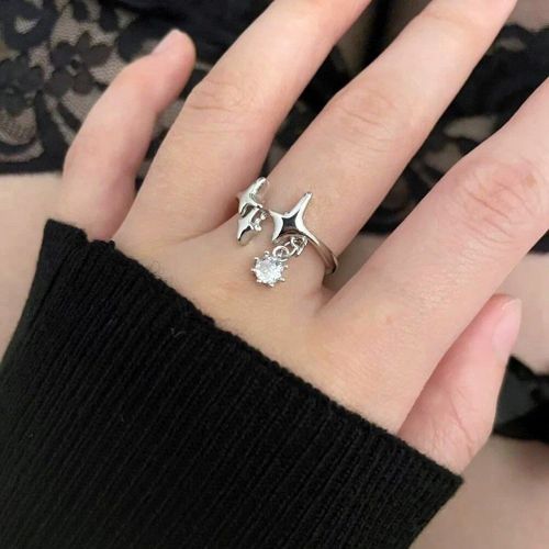 Bague En Cristal Rose Avec C¿Ur Irrégulier Pour Femmes, Bague Créative En Opale Bleue, C¿Ur Ouvert, Zircon Géométrique Brillant, Bijoux Vintage Y2k