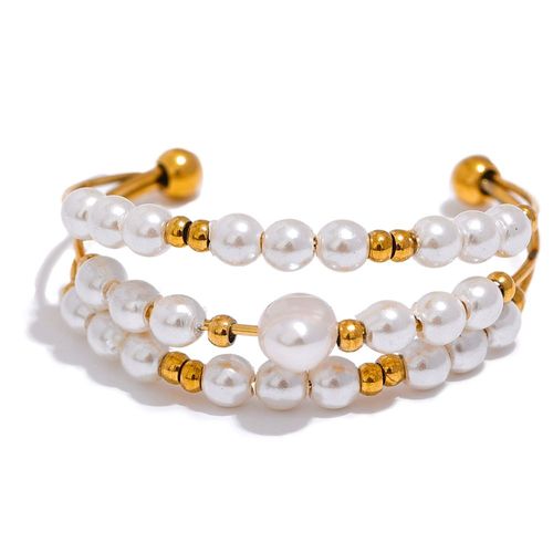 Yhpup-Bague Ouverte En Perles De Coquillage Multicouches Pour Femme, Bijoux Étanches, Élégants, Faits À La Main, Chic, 2023