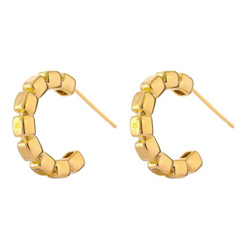 Yhpup-Petites Boucles D'oreilles Carrées En Métal Pour Femme, Simple, Localité, Cuivre, Bijoux De Charme, Cadeau, Bergame, Nouveau