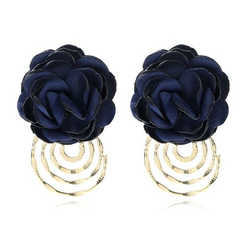 Ingesight.Z-Boucles D'oreilles Bohémiennes Pour Femmes, Grande Fleur De Rose, Métal Exagéré, Boucles D'oreilles Pendantes Géométriques, Fête De Mariage, Été