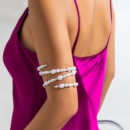 Ingesight.Z-Bracelet Manchette Multi-Couches Pour Femme, Brassard Perlé, Manchette Minimaliste, Ouverture Irrégulière, Réglable, 216.239.