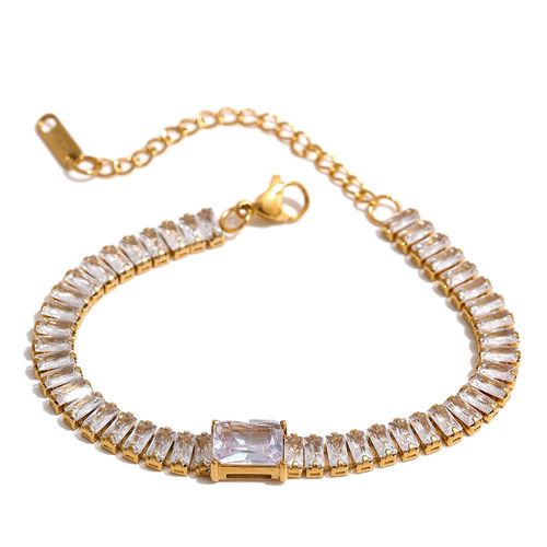 Yhpup-Collier À Breloques En Acier Inoxydable Pour Femme, Plaqué Or 18 Carats, Étanche, Magnifique Collier, Bracelet, Cubique, Contre-Indiqué