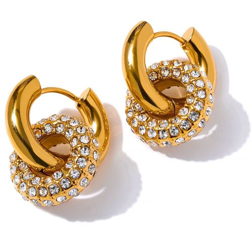 Yhpup-Boucles D'oreilles Rondes En Acier Inoxydable 18k, Délicates, Brillantes, Cubiques, Contre-Indiqué, Or, Huggie Hoop, Haute Qualité, Charme, Bijoux, Cadeau