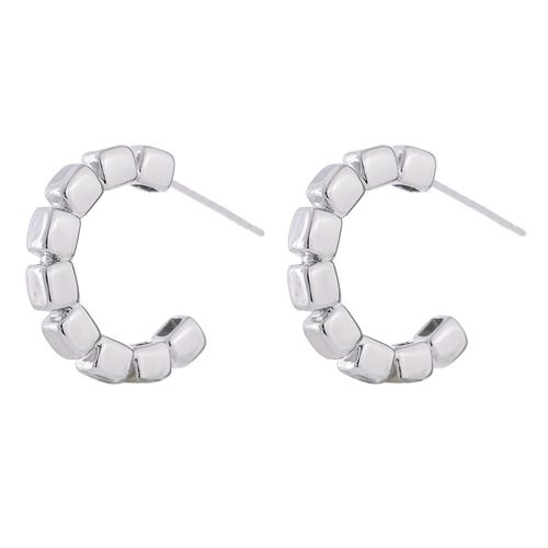 Yhpup-Petites Boucles D'oreilles Carrées En Métal Pour Femme, Simple, Localité, Cuivre, Bijoux De Charme, Cadeau, Bergame, Nouveau