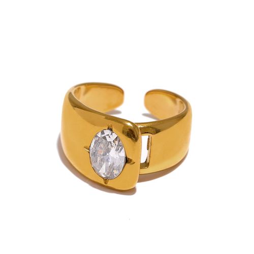 Yhpup-Bague Large Géométrique En Acier Inoxydable Pour Femme, Gros Charme Cubique Brillant, Contre-Indiqué, Bijoux En Or, Cadeau De Fête, Document De Mode