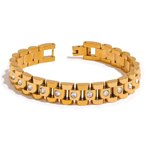 Yhpup-Bracelet En Acier Inoxydable Plaqué Or Pour Femme, Sweat-Shirts Perles, Optique Cubaine, Jonc Jocharm, Bijoux Fantaisie, 18cm, 216.239.