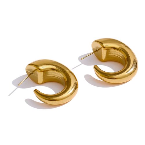 Yhpup-Boucles D'oreilles Géométriques En Titane Pour Femme, Gros Bijoux Dorés, Plaqué 18k, Minimaliste, À La Mode, Personnalisés