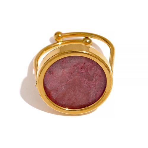 Yhpup-Bague Ajustable Etanche Pour Femme, Pierre Turquoise, Malachite, Rhodochrosite, Acier Inoxydable, Charme Mode, Bijoux France