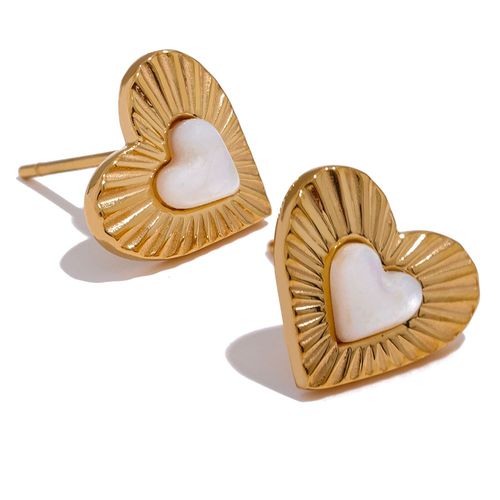 Yhpup-Boucles D'oreilles En Acier Inoxydable Avec Coquille Naturelle Et C¿Ur, Bijou De Charme Doux, Cadeau Romantique Pour Femme