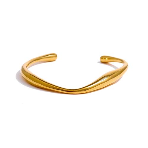 Yhpup-Bracelet De Poignet En Acier Inoxydable 316 Pour Femme, Bracelet D'ouverture, Document Doré, Déclaration Minimaliste De Bergame, Bijoux De Marque Pour La Fête