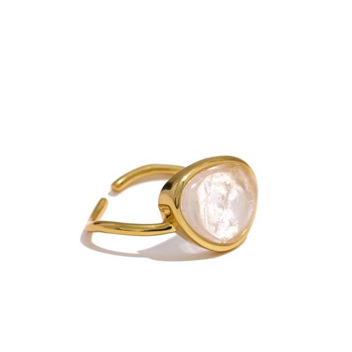 Yhpup-Bague Ouverte En Argent Regardé S925 Pour Femme, Pierre Naturelle, Cristal, Réglable, Chic, Doré, Pierre De Lune Ins, Bijoux Fins, Mode