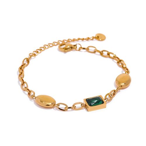 Yhpup-Bracelet De Luxe En Acier Inoxydable Pour Femme, Bijou À Breloques Réglables, Couleur Vert Et Blanc, Cadeau