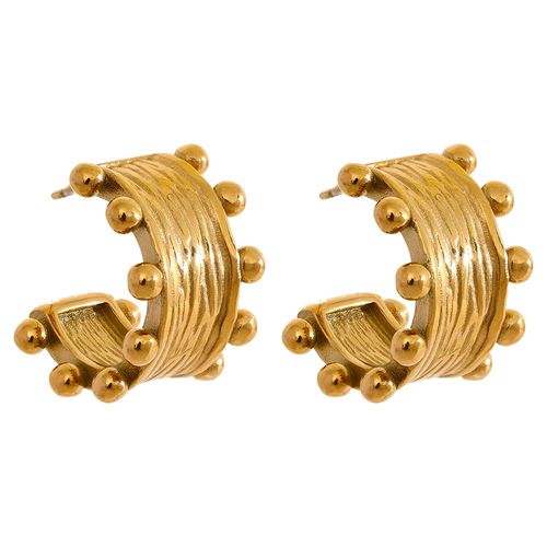Yhpup-Boucles D'oreilles Créoles En Forme De C En Acier Inoxydable Plaqué Or 18 Carats, Charme Géométrique, Bijoux Étanches, Haute Qualité, France, Mode