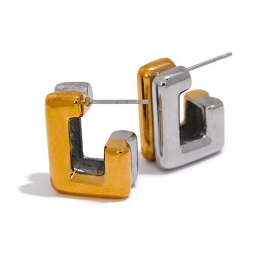 Yhpup-Boucles D'oreilles Géométriques Carrées En Acier Inoxydable Pour Femme, Double Document, Charme Bergame En Métal, Bijoux Imperméables, Or Et Argent, 2023