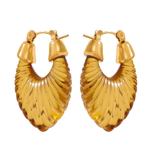 Yhpup-Boucles D'oreilles En Résine De Café Blanc Pour Femme, Breloque Géométrique En Acier Inoxydable, Chunky, Optique Hyperbole, Bijoux Tendance