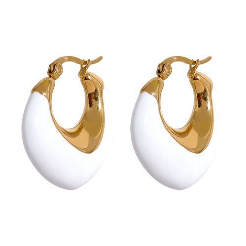Yhpup-Boucles D'oreilles Géométriques Épaisses En Acier Inoxydable Pour Femme, Multicolore, Émail, Mince, Métal, Étanche, Bijoux De Ixd'été, 2023