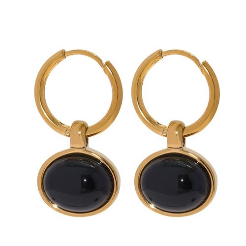 Yhpup Pvd-18k Plaqué Or Pierre Naturelle Agent Vert Tigre Boucles D'oreilles En Acier Inoxydable Vintage Charme Chic Bijoux Boucle D'oreille